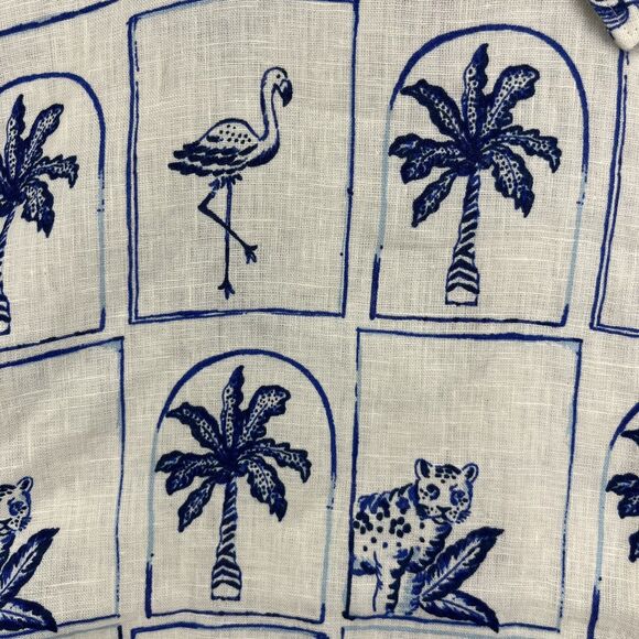 C&C California Top Womens XL 100% Linen Button Up Shirt Brach tropical cruise - Picture 4 of 16